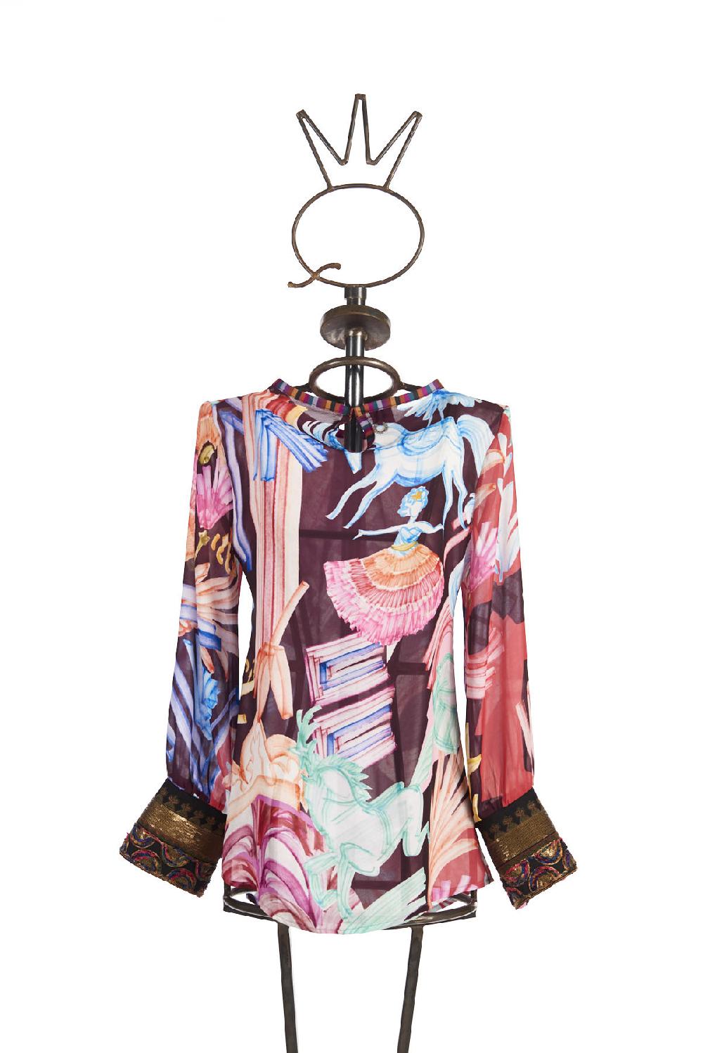 Save The Queen Blusa in chiffon con stampa dedicata al Circo Online