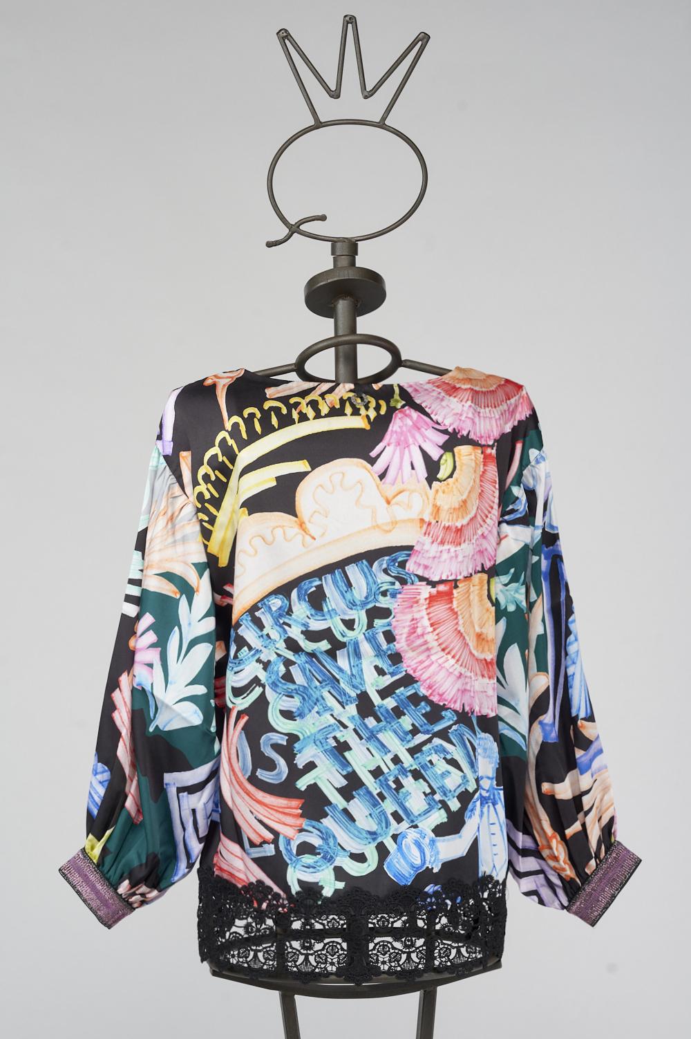 Save The Queen Blusa in raso con stampa dedicata al Circo Outlet