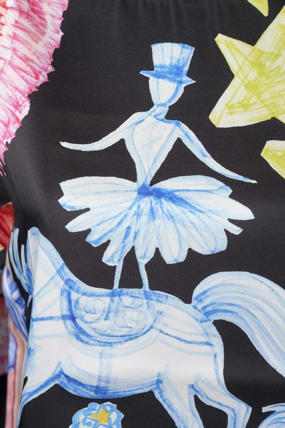 Save The Queen Blusa in raso con stampa dedicata al Circo Outlet