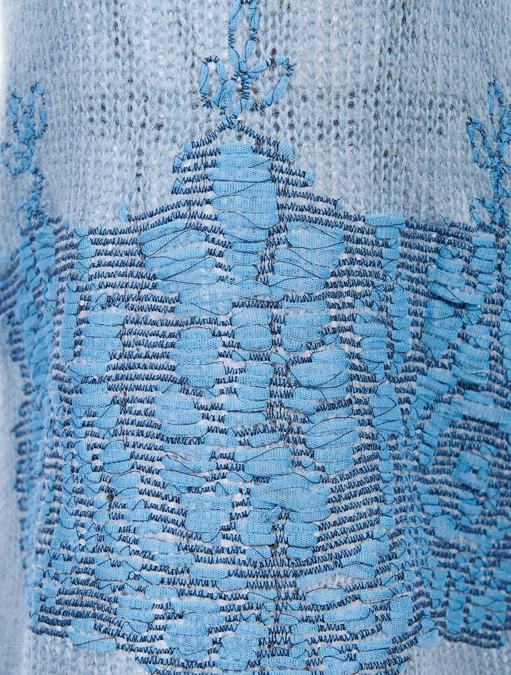 Save The Queen Tunica celeste in lana mohair con ricamo Promozione Limitata