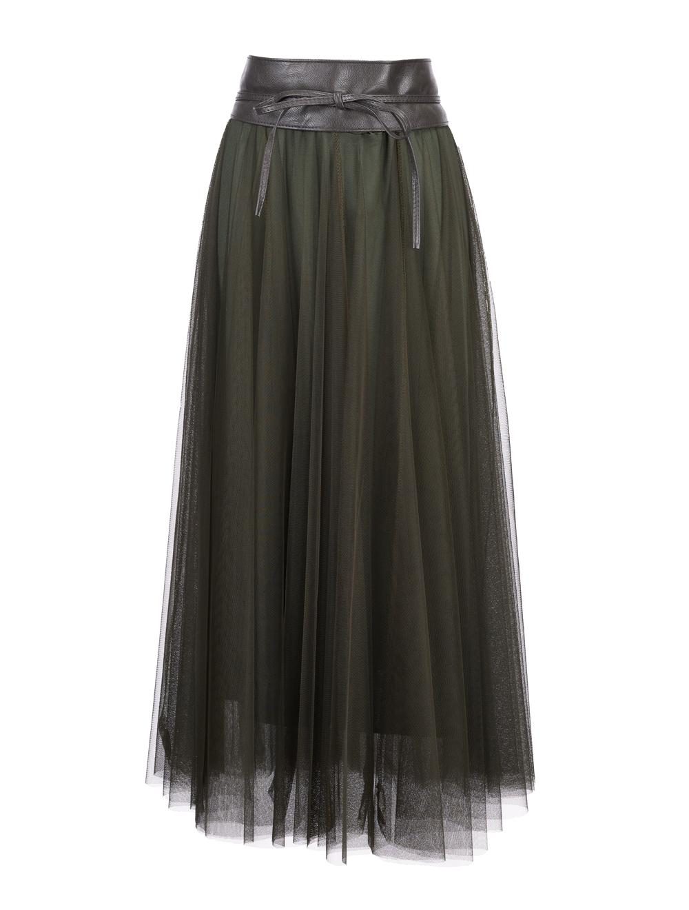 Save The Queen Gonna lunga in tulle verde militare Presa