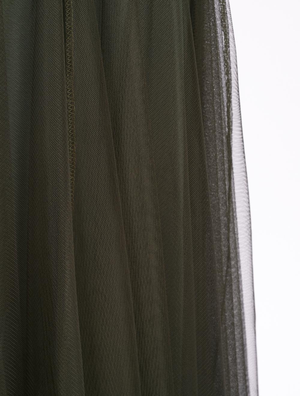 Save The Queen Gonna lunga in tulle verde militare Presa