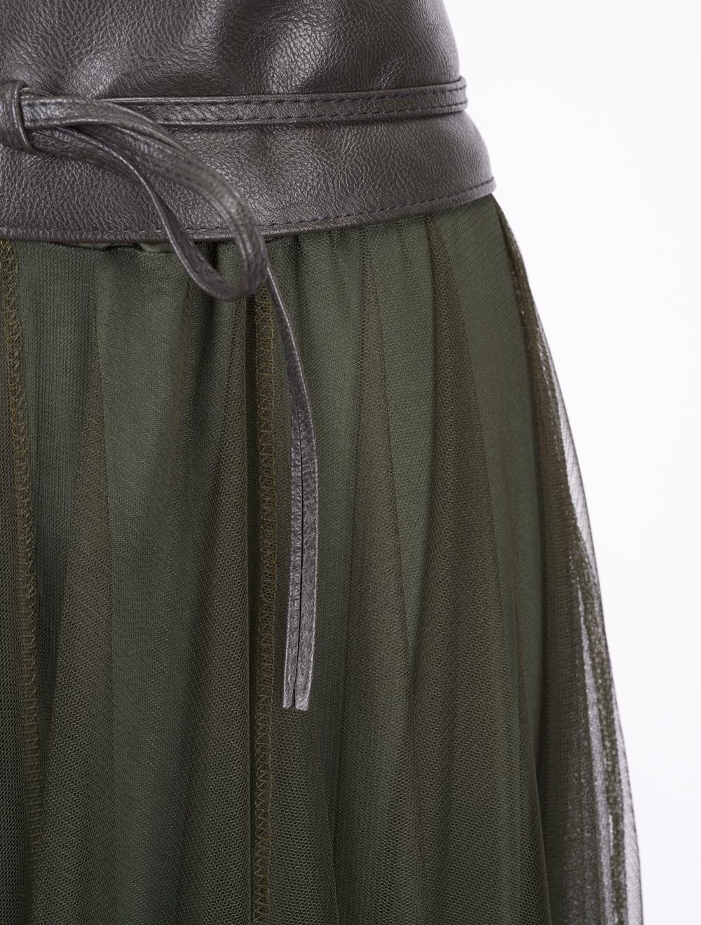 Save The Queen Gonna lunga in tulle verde militare Presa