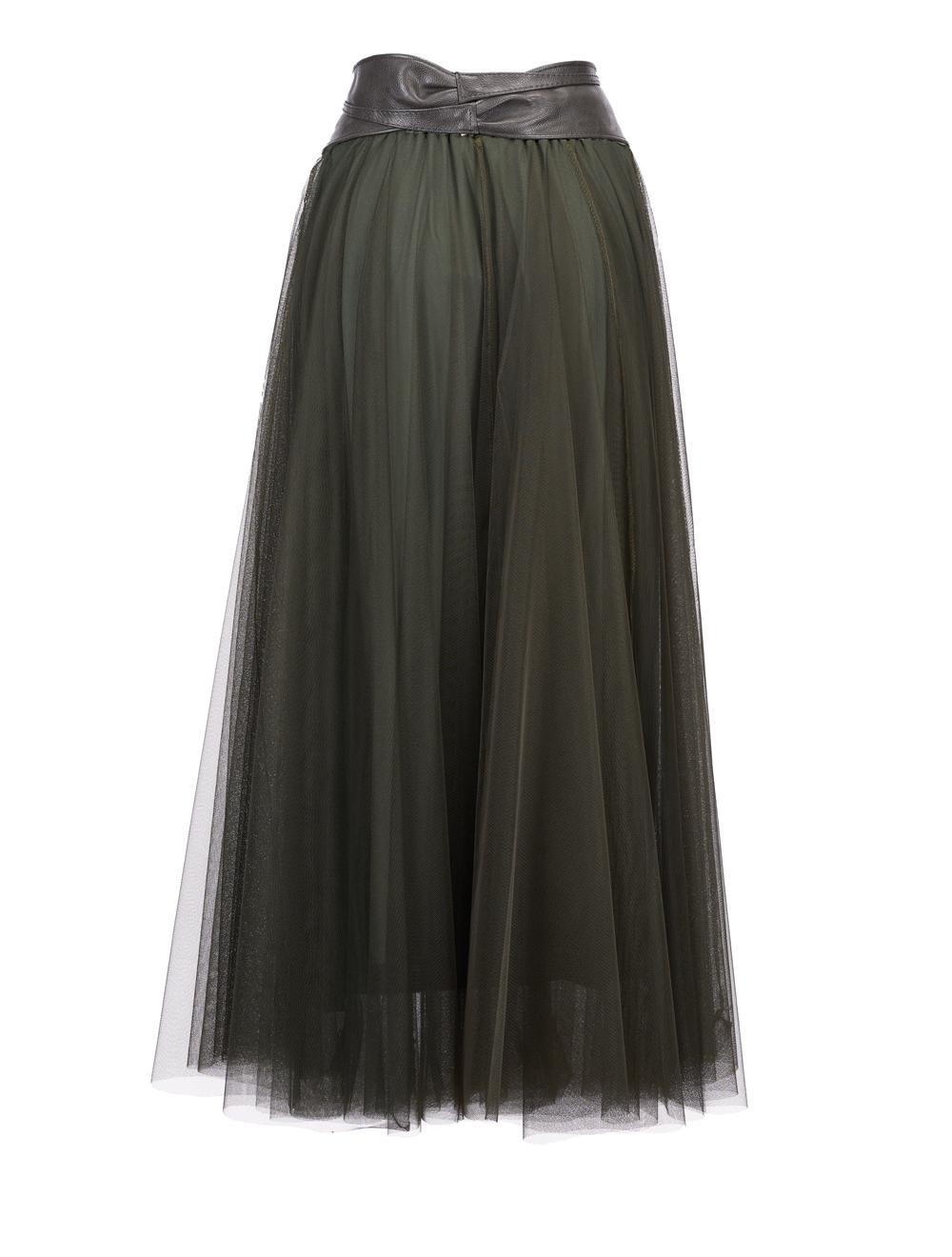 Save The Queen Gonna lunga in tulle verde militare Presa