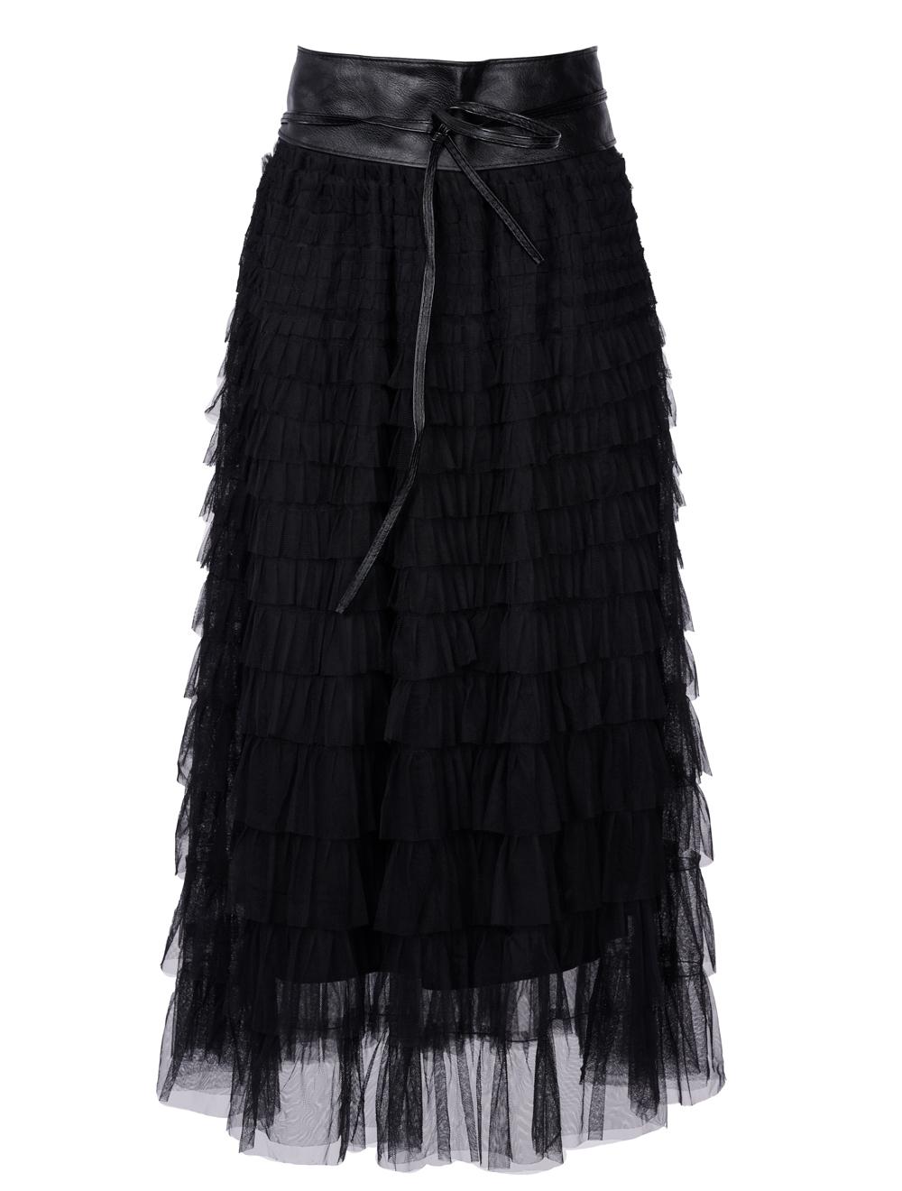 Save The Queen Gonna lunga a balze in tulle nero Economico