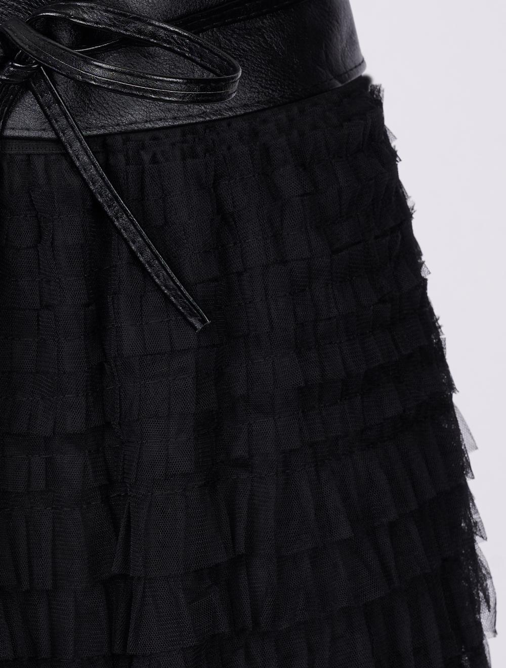 Save The Queen Gonna lunga a balze in tulle nero Economico