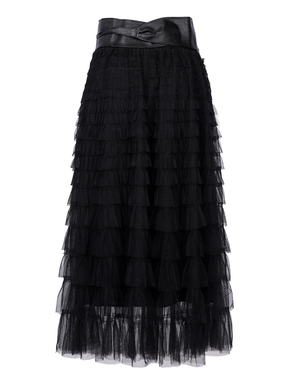 Save The Queen Gonna lunga a balze in tulle nero Economico