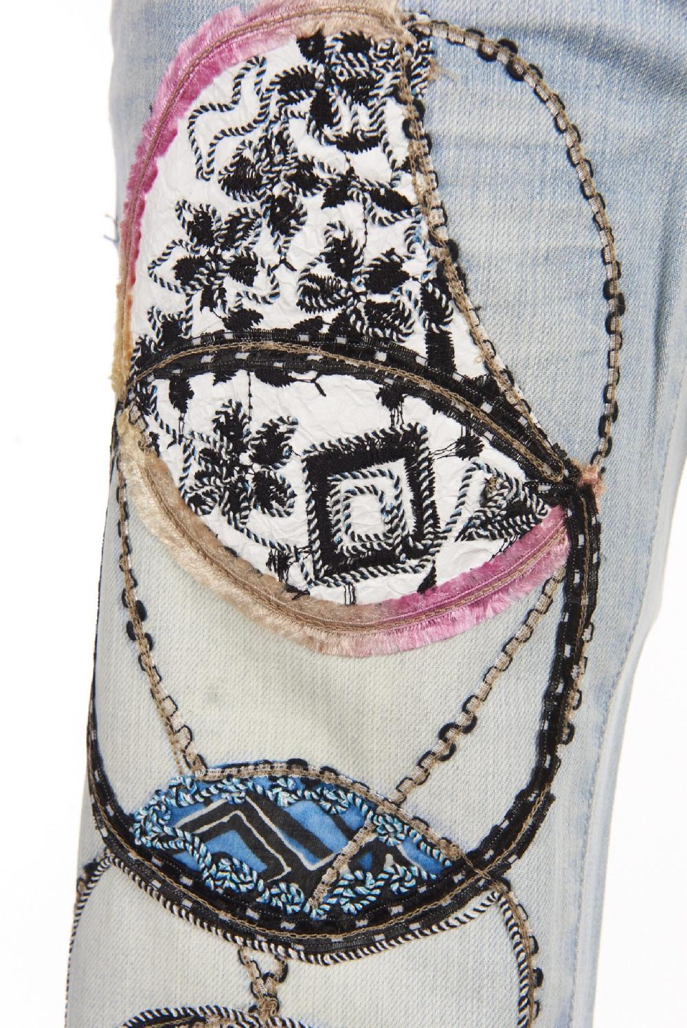 Save The Queen jeans ricamati Online