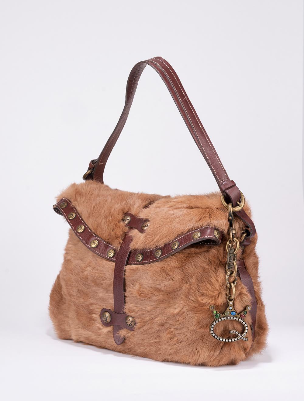 Save The Queen Borsa in lapin color biscotto Italy