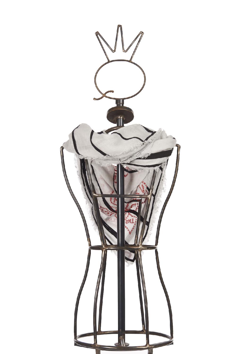 Save The Queen Sciarpa ricamata in lino Outlet