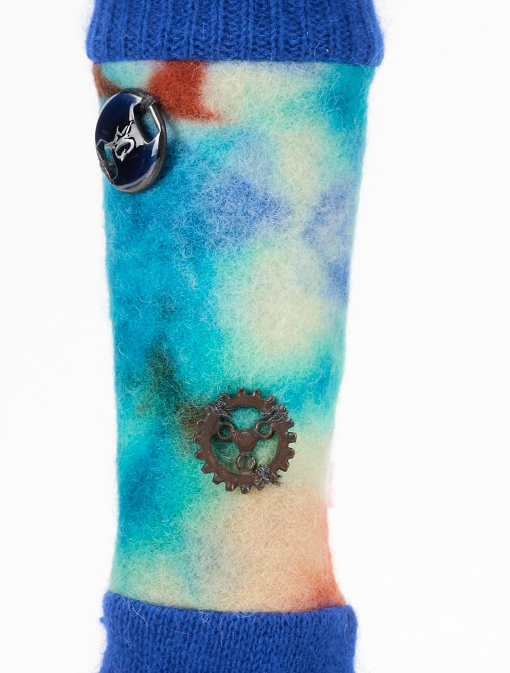 Save The Queen Guanti blu di angora con manica in lana cotta tie-dye Latest fashion
