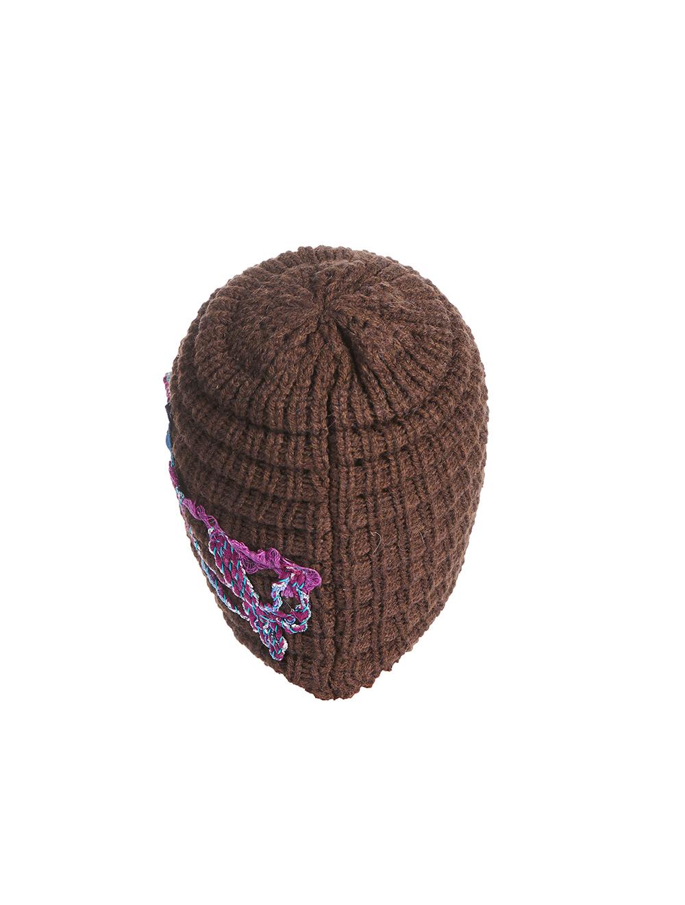 Save The Queen Cappello in maglia marrone con ricamo I Più Venduti