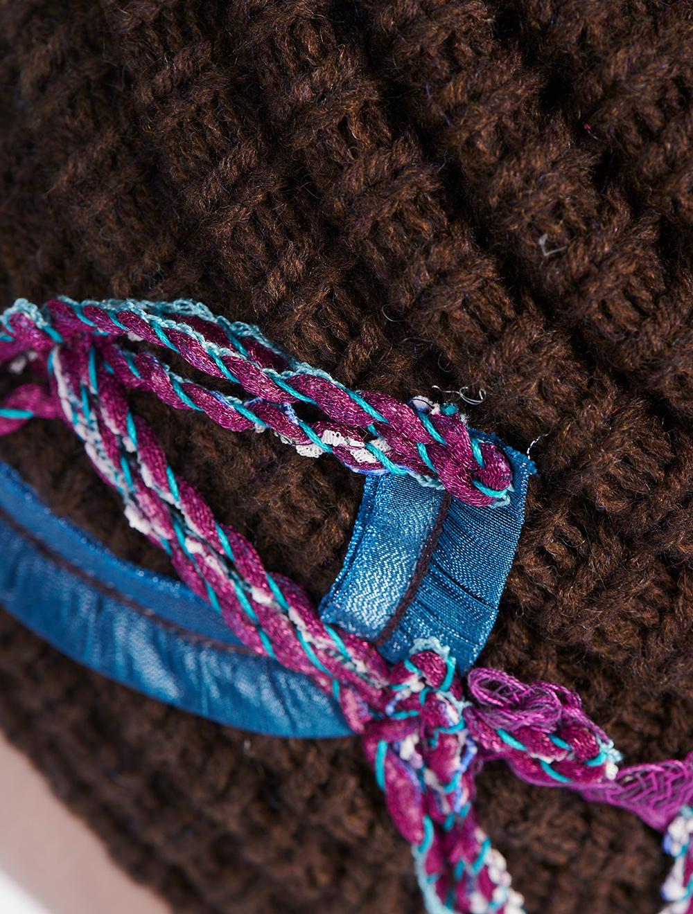Save The Queen Cappello in maglia marrone con ricamo I Più Venduti