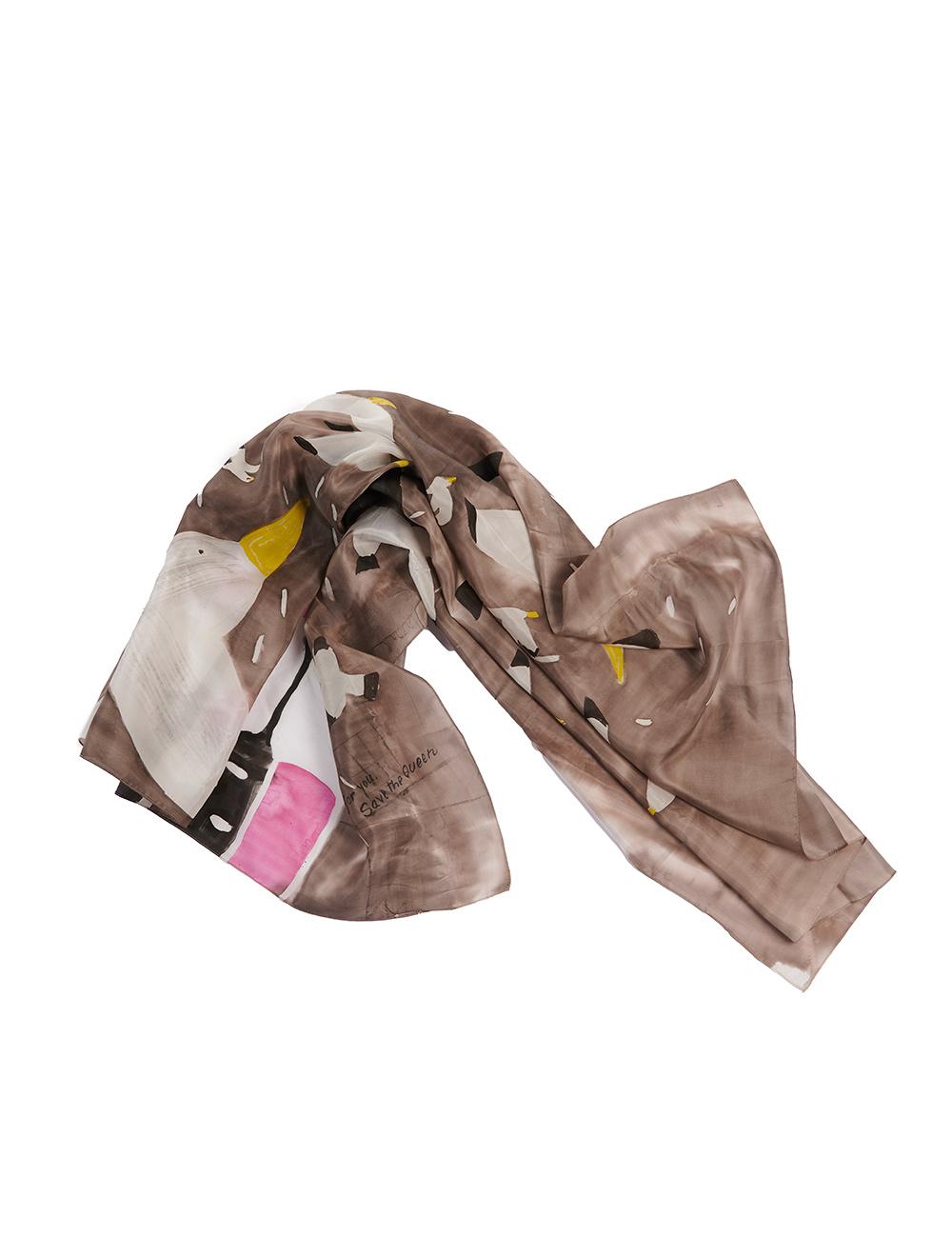 Save The Queen Foulard in seta con stampa gabbiani Promozione