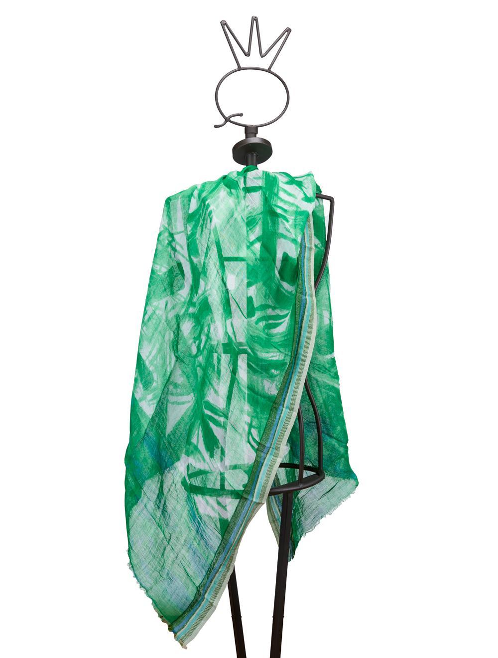 Save The Queen Stola con stampa verde in lino e modal Negozi Online