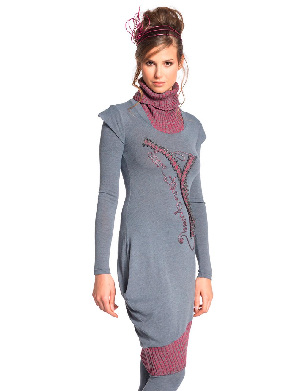 Save The Queen Vestito lungo grigio con ricamo + leggins Negozio