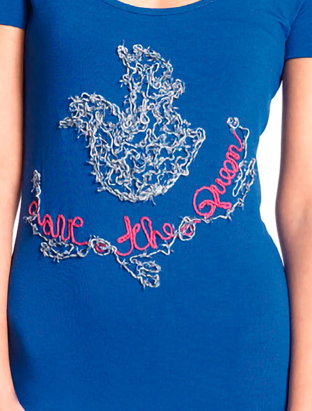 Save The Queen Camicia da notte bluette corta con ricamo con cardigan 2025