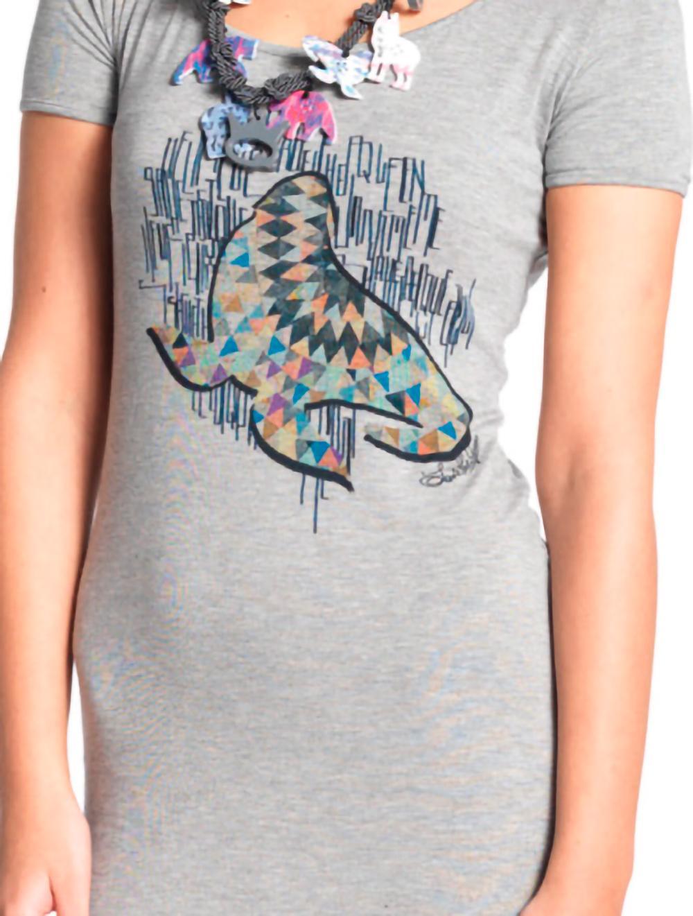 Save The Queen Set t-shirt lunga grigia con leggings 2025