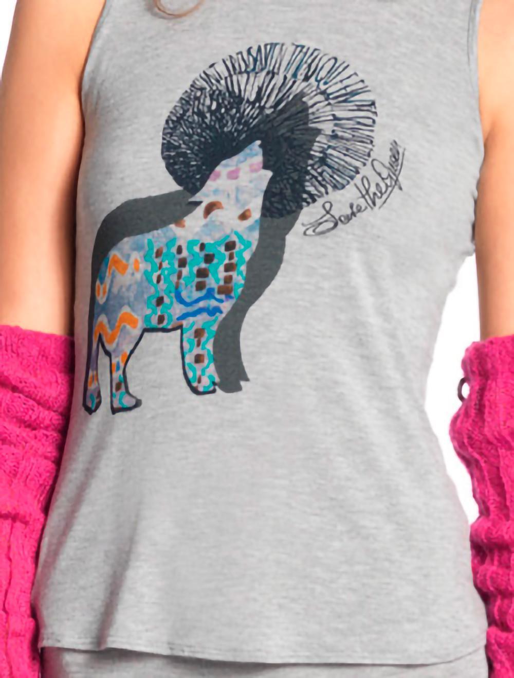 Save The Queen Top canotta in viscosa grigia con stampa con leggins Nuovo