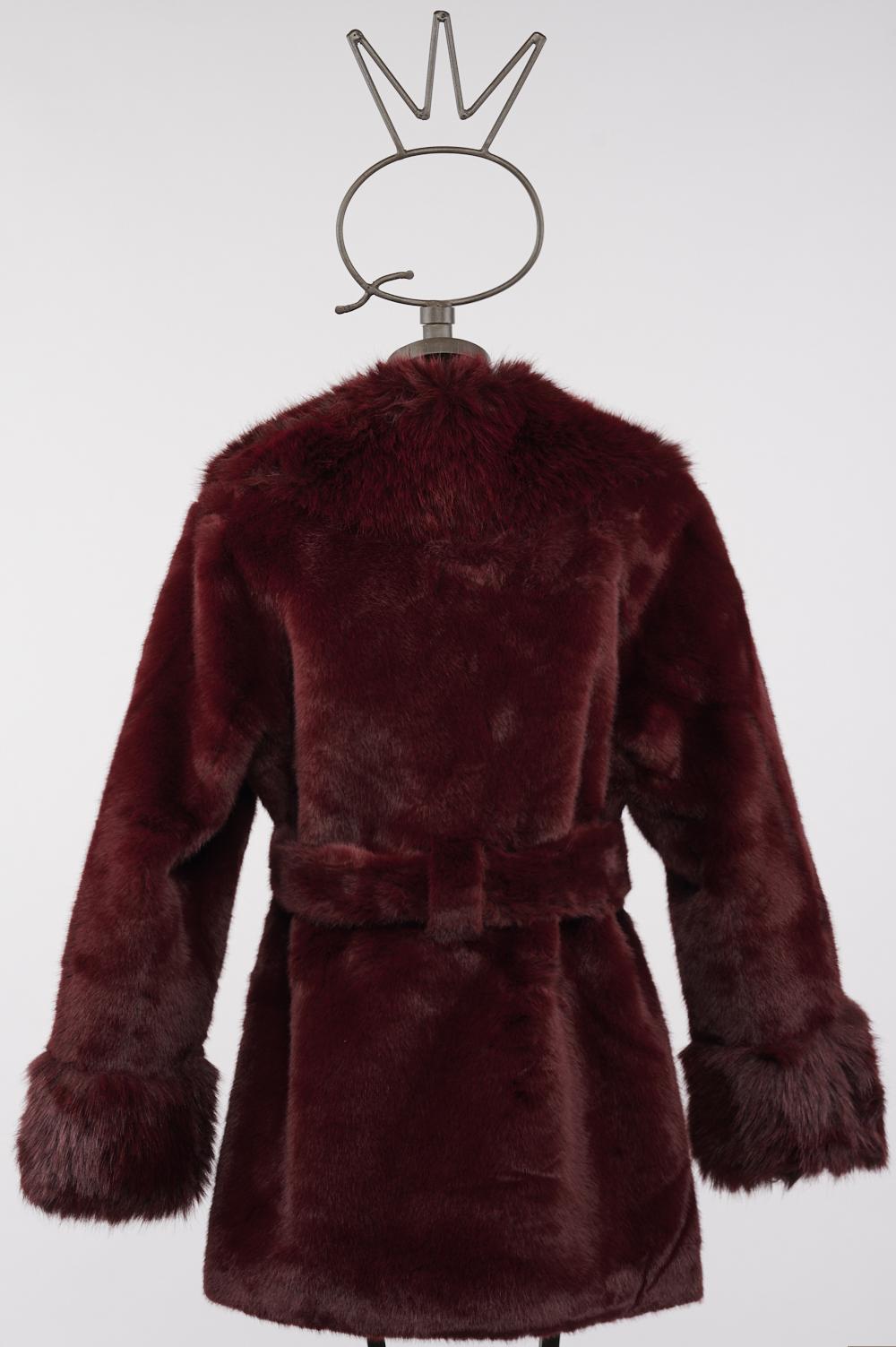 Save The Queen Ecopelliccia bordeaux con scollo a V Shopping Online