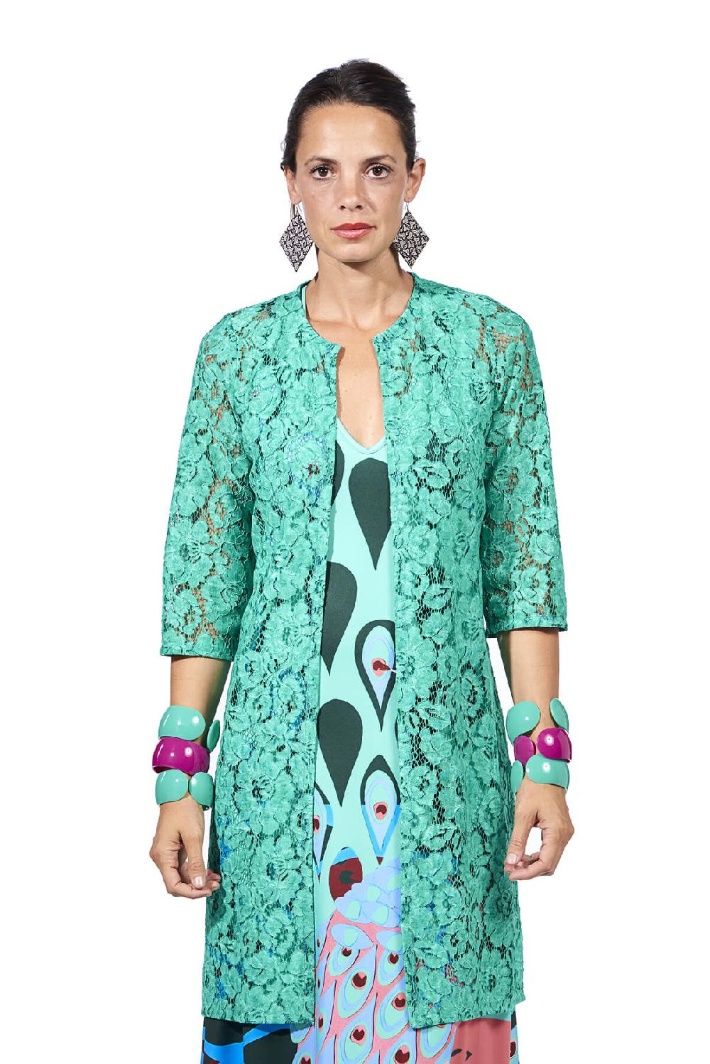 Save The Queen Spolverino in pizzo color verde smeraldo Presa