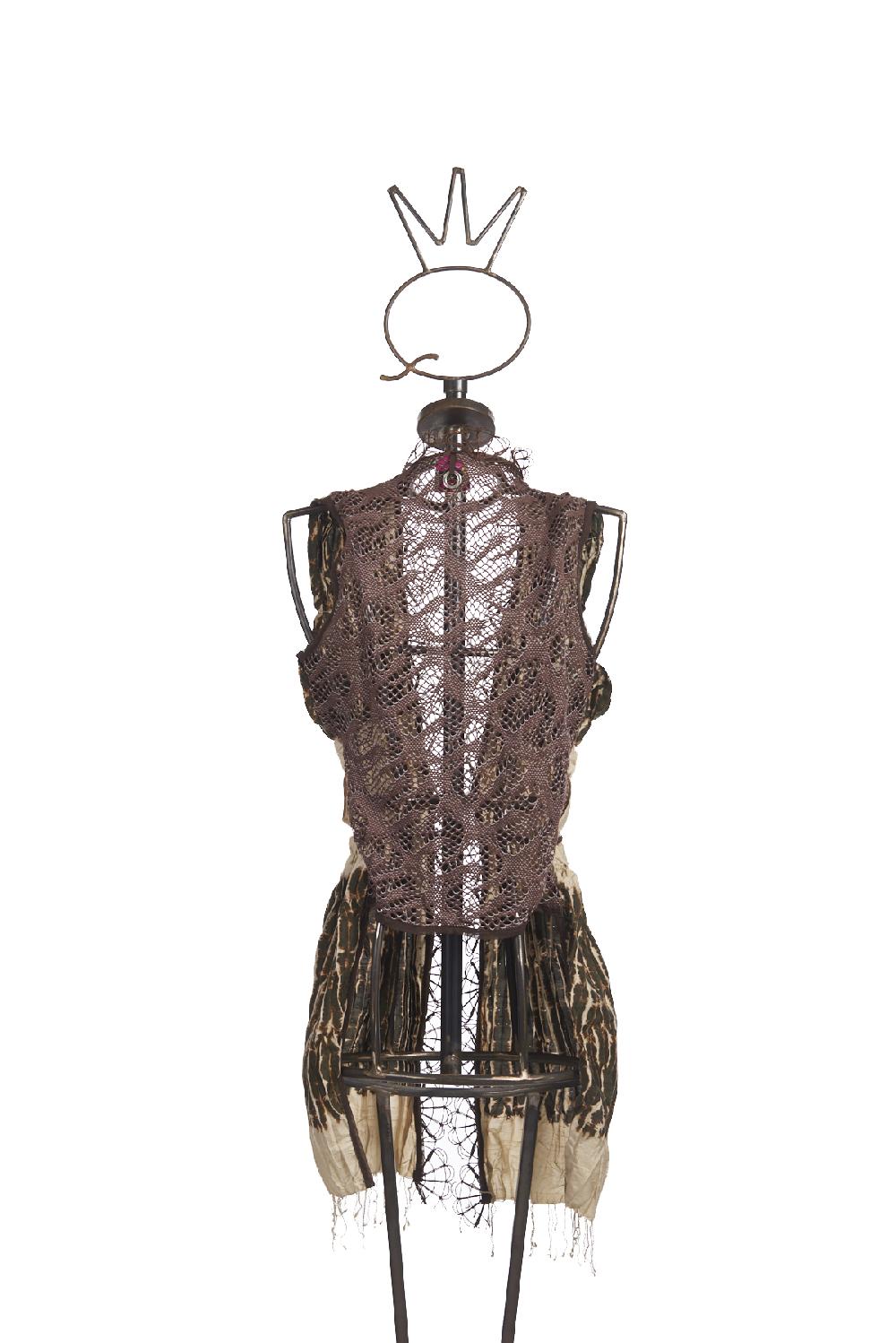 Save The Queen Gilet in seta plissettata stampata e pizzo elasticizzato Outlet