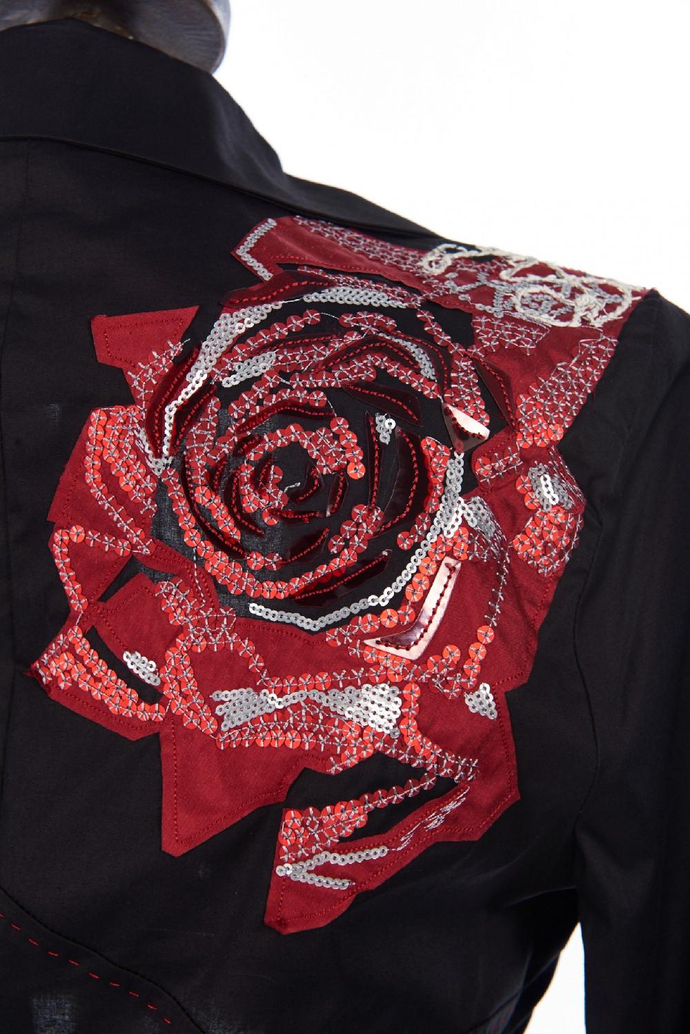 Save The Queen Giacca corta con rosa ricamata Saldi Di Fabbrica
