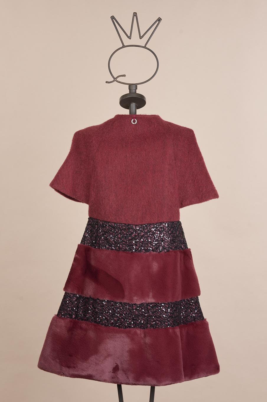 Save The Queen Mantella in lana ed eco pelliccia con dettagli di paillettes Italy
