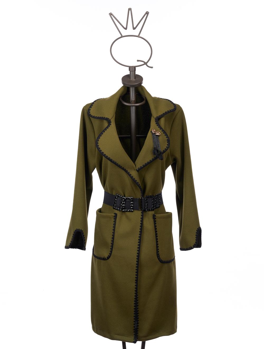 Save The Queen Cappotto verde con bordi ricamati 2025