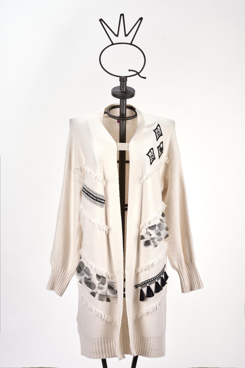 Save The Queen Cardigan lungo panna Nuovo