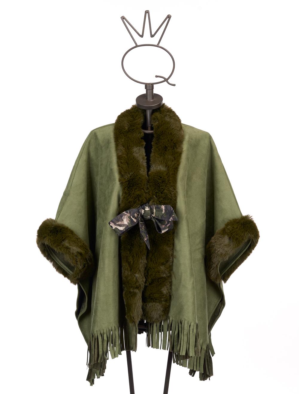 Save The Queen Mantella con frange in eco shearling Acquista Ora