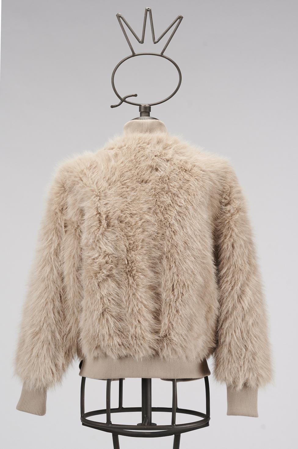 Save The Queen Giacchino in ecopelliccia beige Convenienza