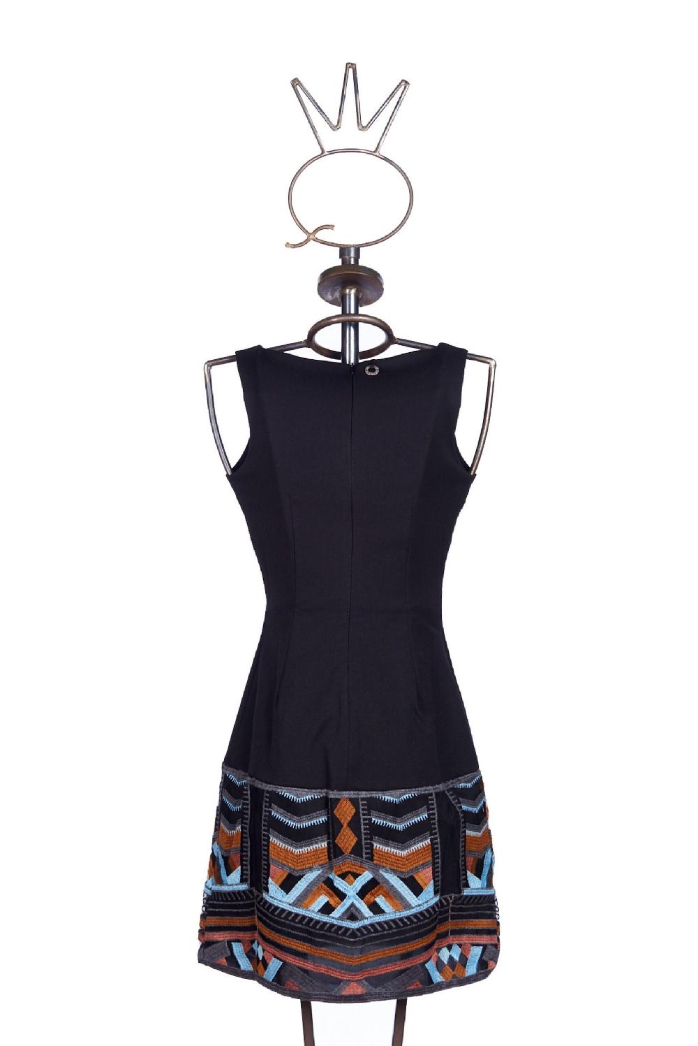Save The Queen vestito tubino corto con balza in tessuto operato Moda