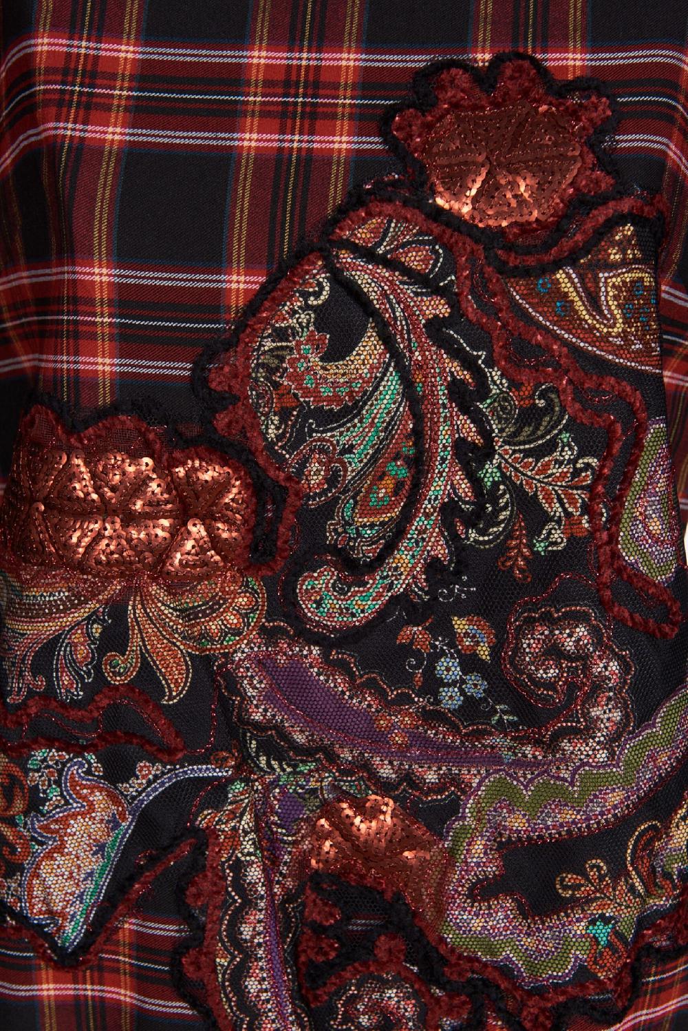 Save The Queen vestito corto in tessuto tartan con ricamo Italy
