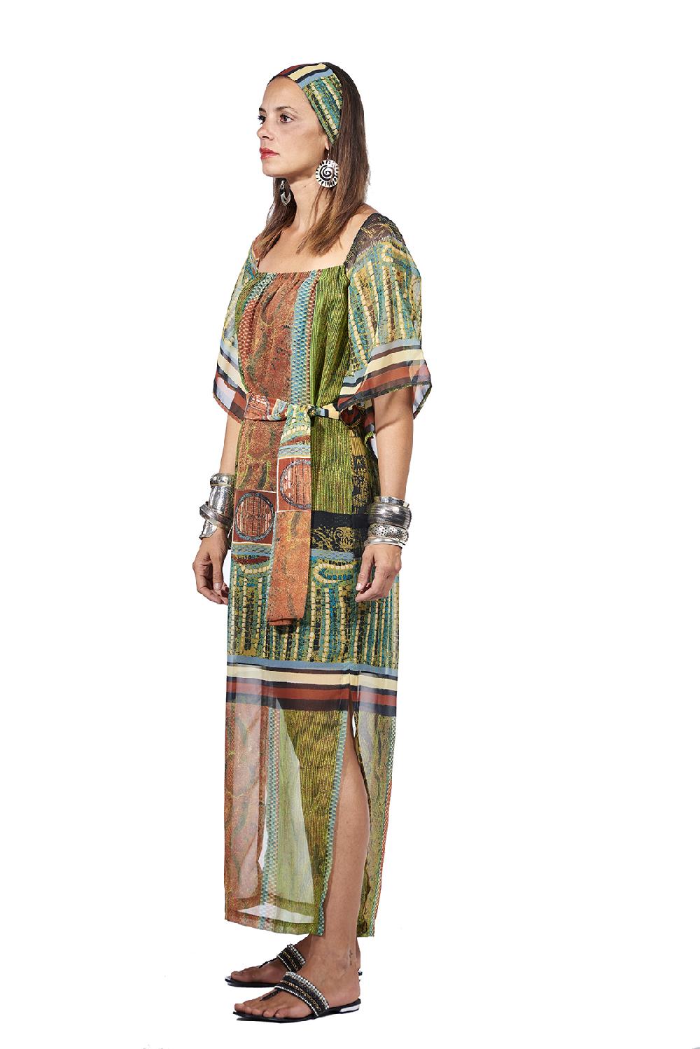Save The Queen Vestito lungo con stampa dedicata all’Africa Vendita Economica