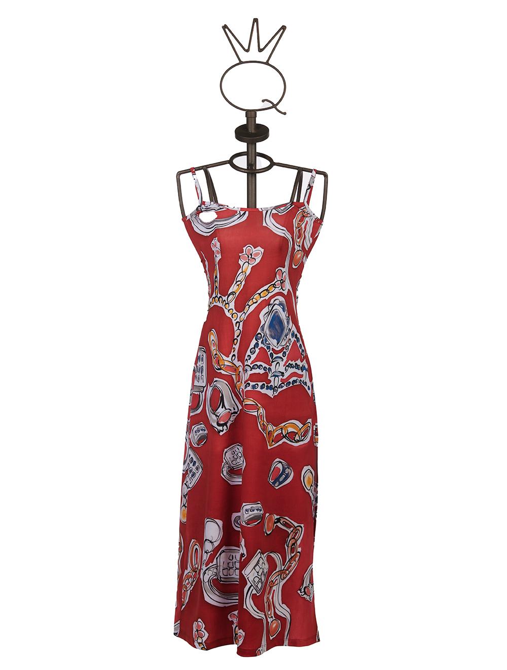 Save The Queen Vestito lungo con stampa “anelli” e poncho in chiffon Moda