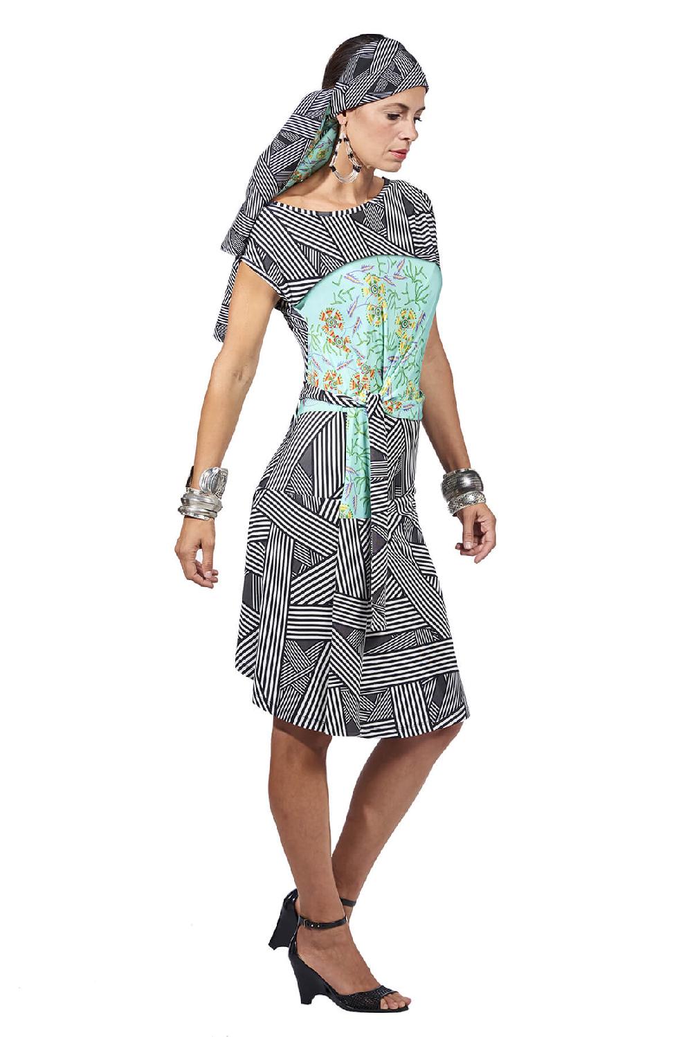 Save The Queen Vestito in jersey di viscosa con stampa dedicata all’Africa Italia