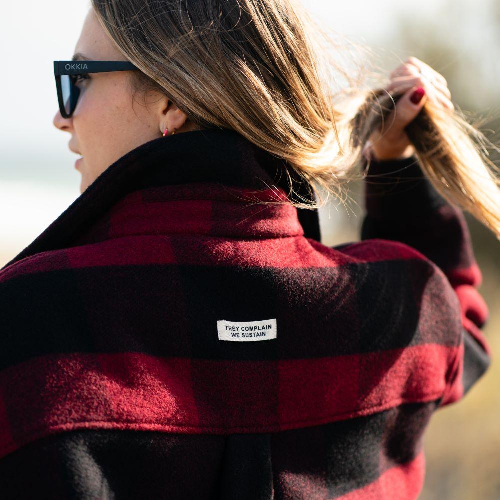 Seay / Cappotto Quadri Rosso Nero Saldi Di Fabbrica