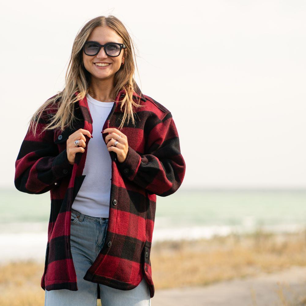 Seay / Cappotto Quadri Rosso Nero Saldi Di Fabbrica