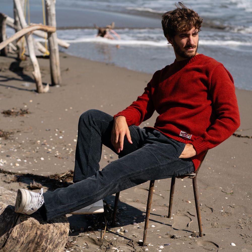 Seay / Pantalone Lungo Velluto Nero Delavé I Più Venduti
