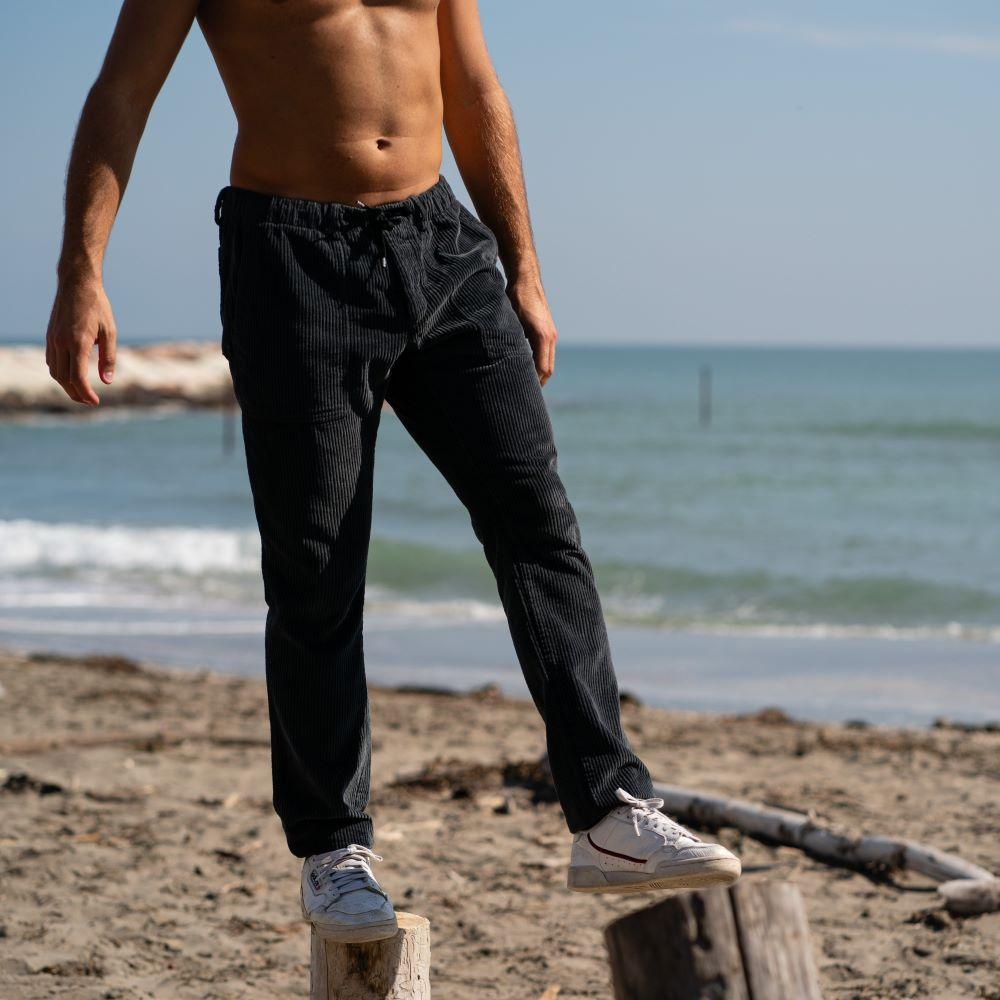 Seay / Pantalone Lungo Velluto Nero Delavé I Più Venduti