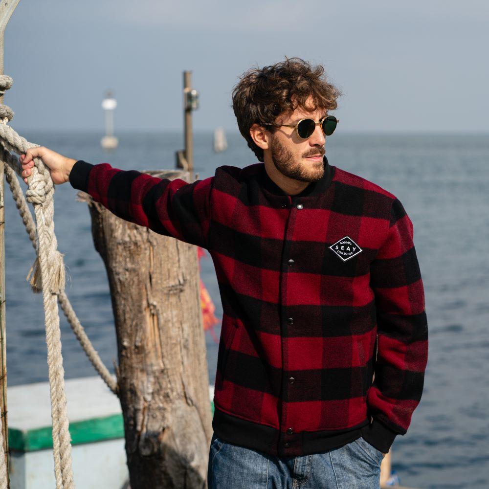 Seay / Giacca Varsity Quadri Rosso Nero Italy