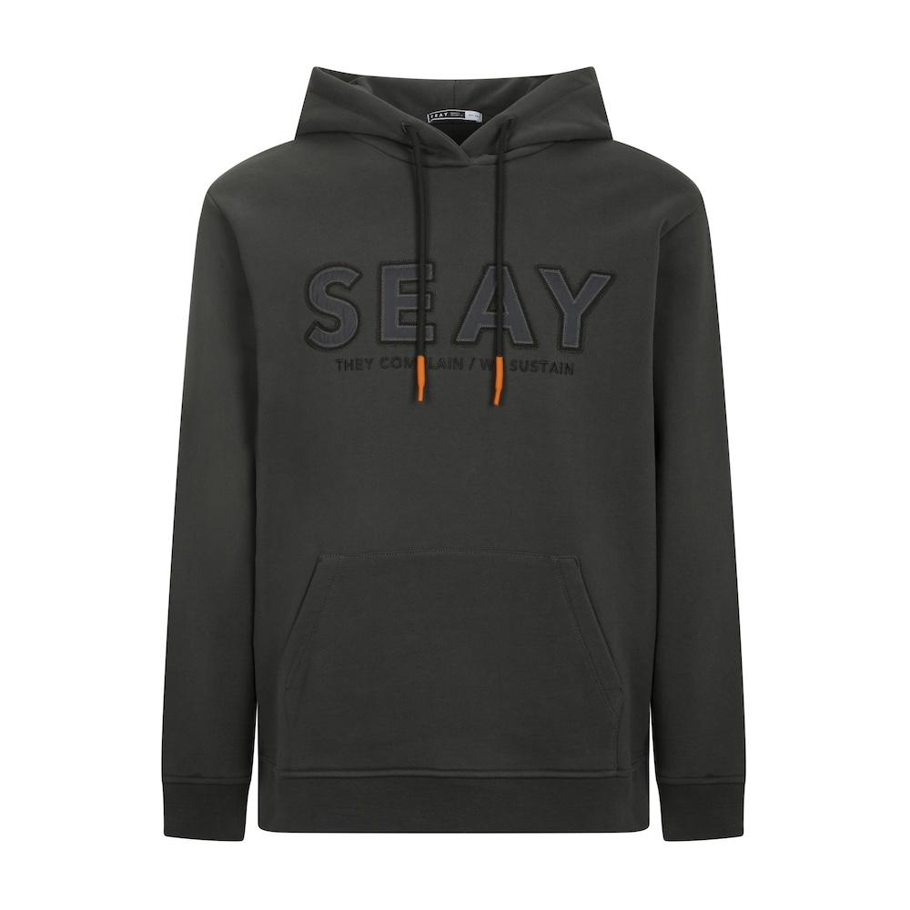 Seay / Felpa con Cappuccio Nera Delavé Qualità