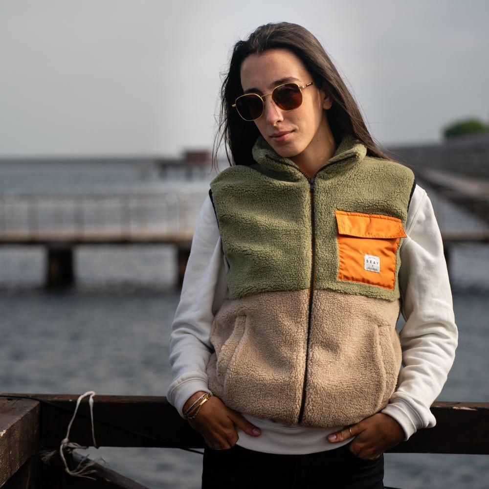 Seay / Gilet Teddy Verde Menta & Natural Promozione Limitata