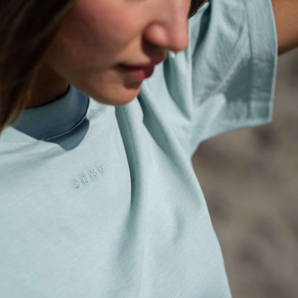 Seay / T-Shirt Verde Menta Delavé Sottocosto