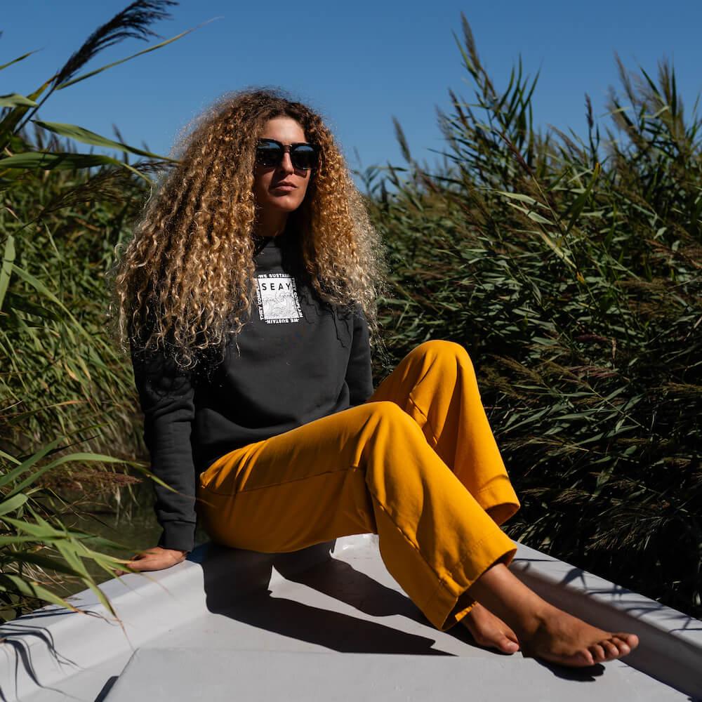Seay / Pantalone Lungo Cargo in Felpa Ocra Lizard Outlet