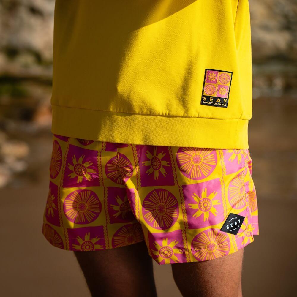 Seay / Costume da Bagno Corto Rosa Giallo Symbols Vendite Flash