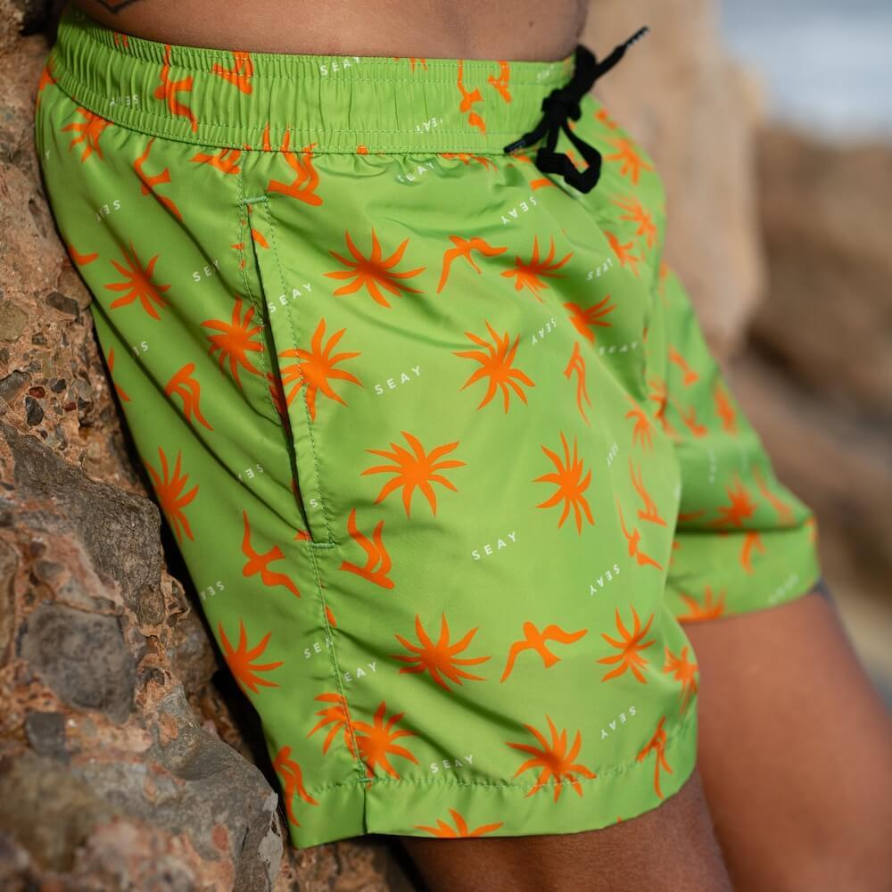 Seay / Costume da Bagno Corto Verde Symbols In Saldo