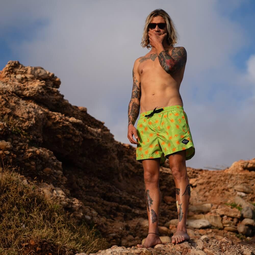 Seay / Costume da Bagno Corto Verde Symbols In Saldo