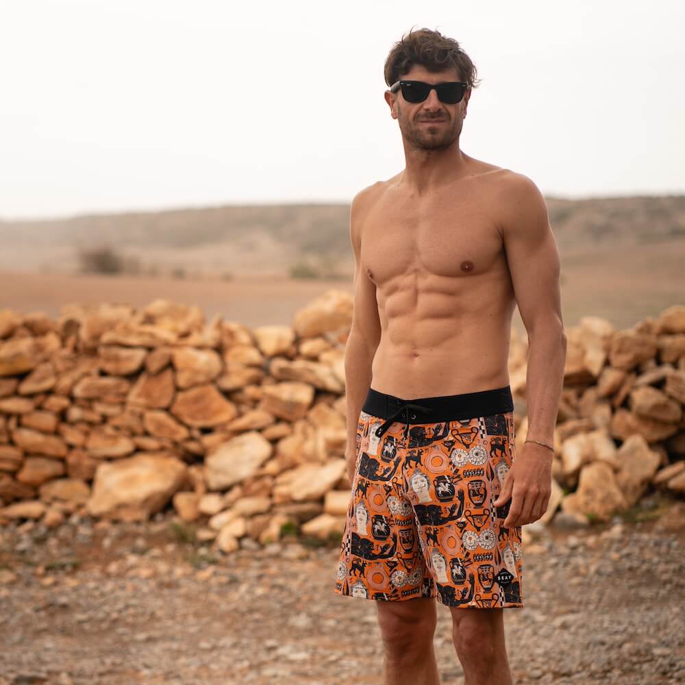Seay / Boardshort Arancione Stampa Etrusca by Hazkj Nuova